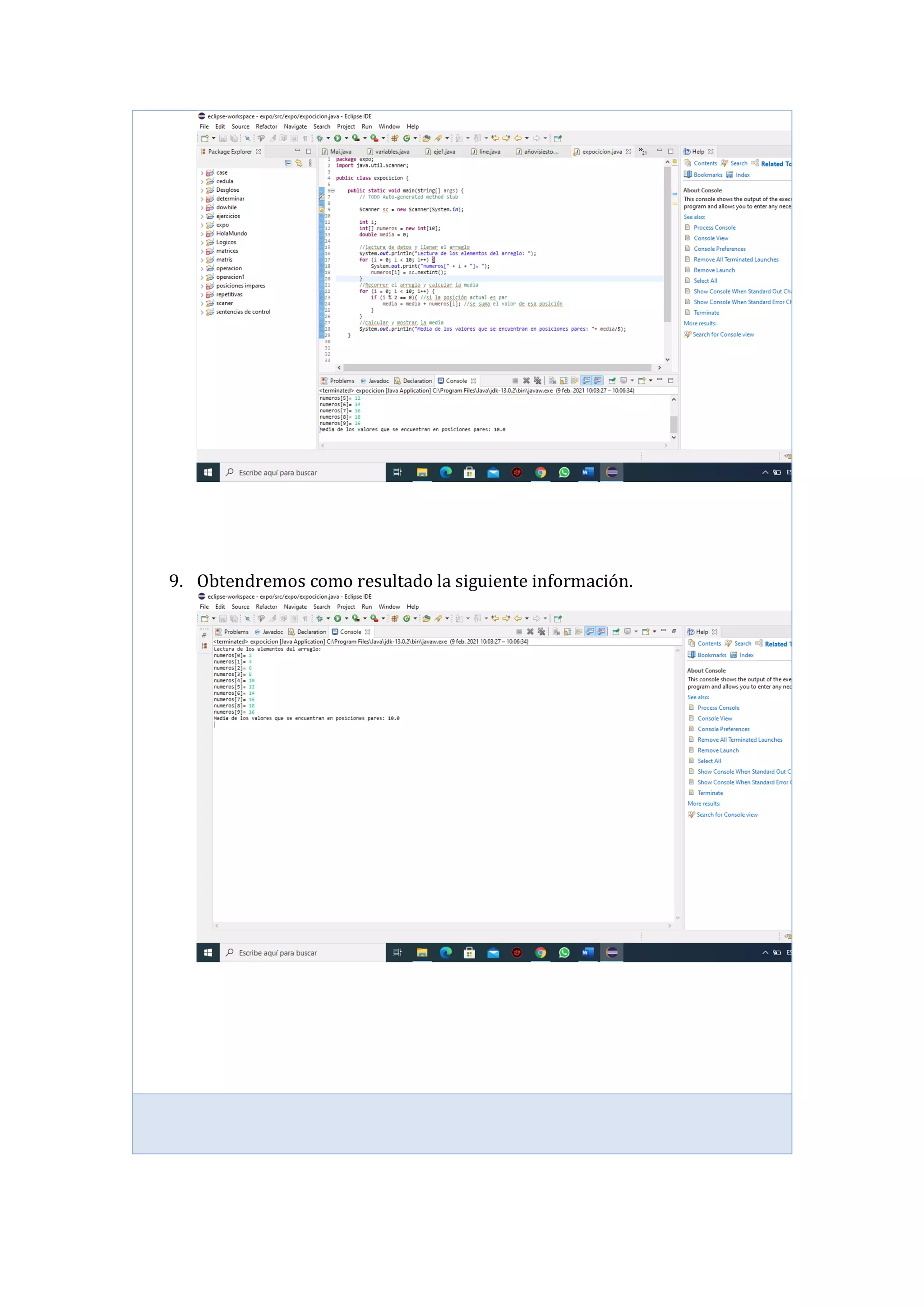 9. Obtendremos como resultado la siguiente información.
 