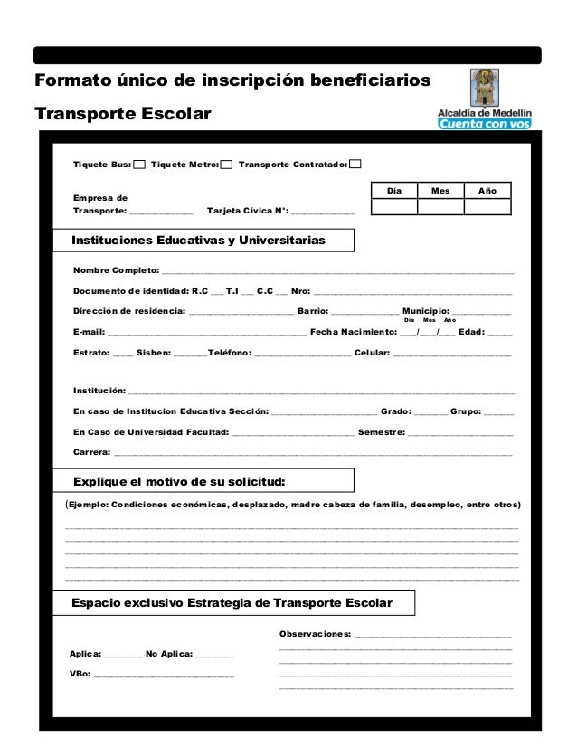 Formato único de inscripción beneficiarios