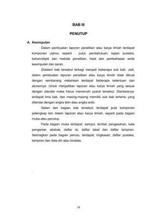 Format penulisan laporan