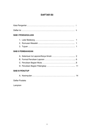 Format penulisan laporan