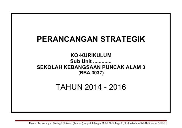 Format perancangan strategik sk sub unit ko kurikulum 2014 