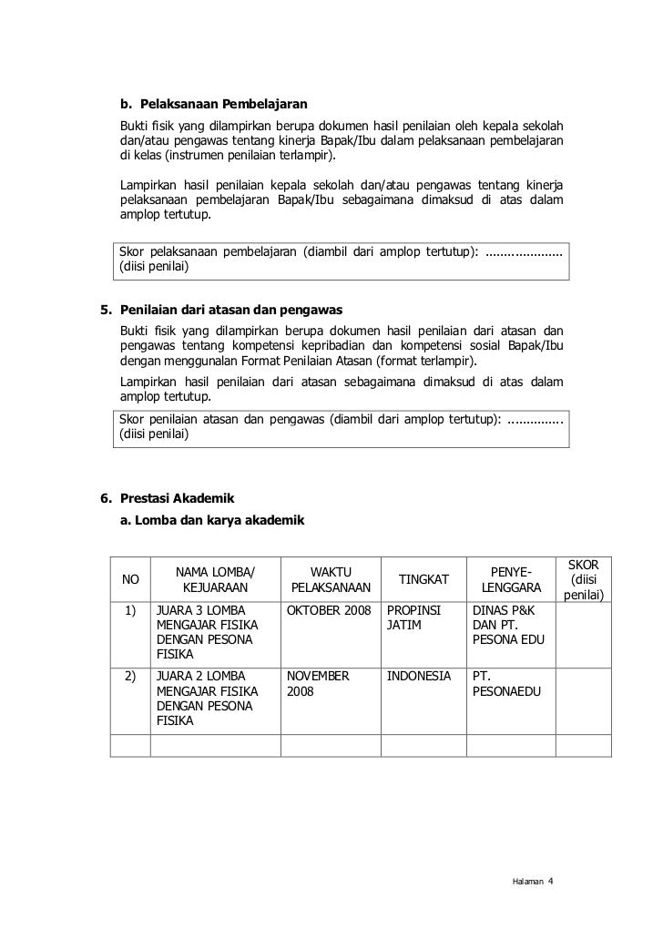 Format Portofolio Guru Berprestasi 2012