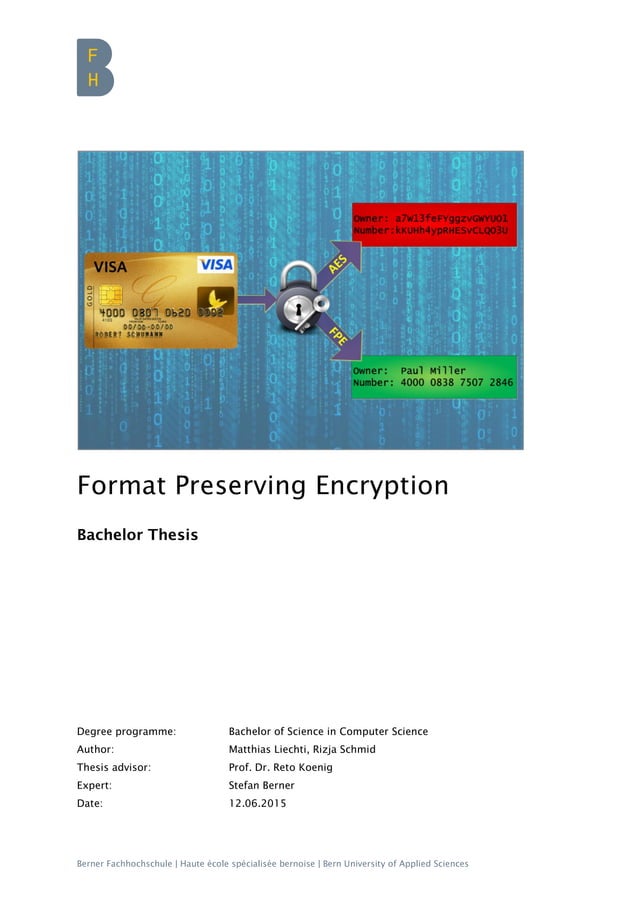 Format preserving encryption bachelor thesis | PDF