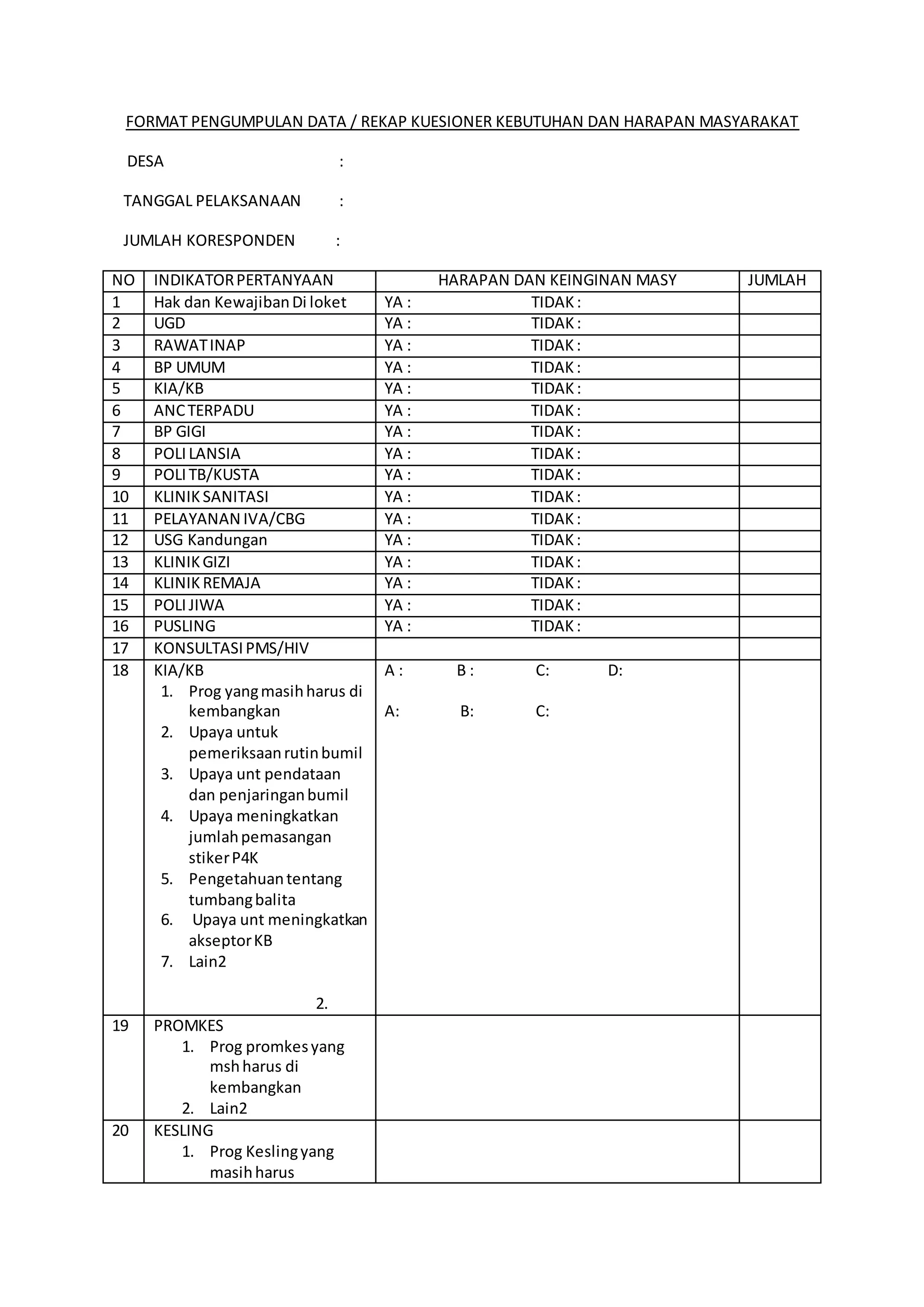 Format rekap kuesioner | PDF