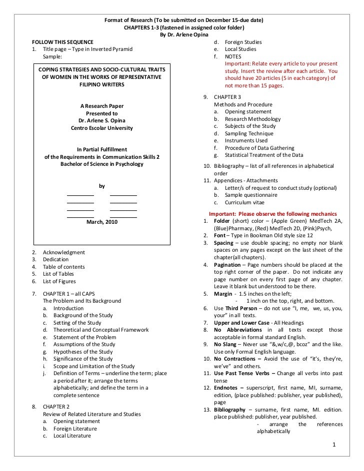 formats of research papers