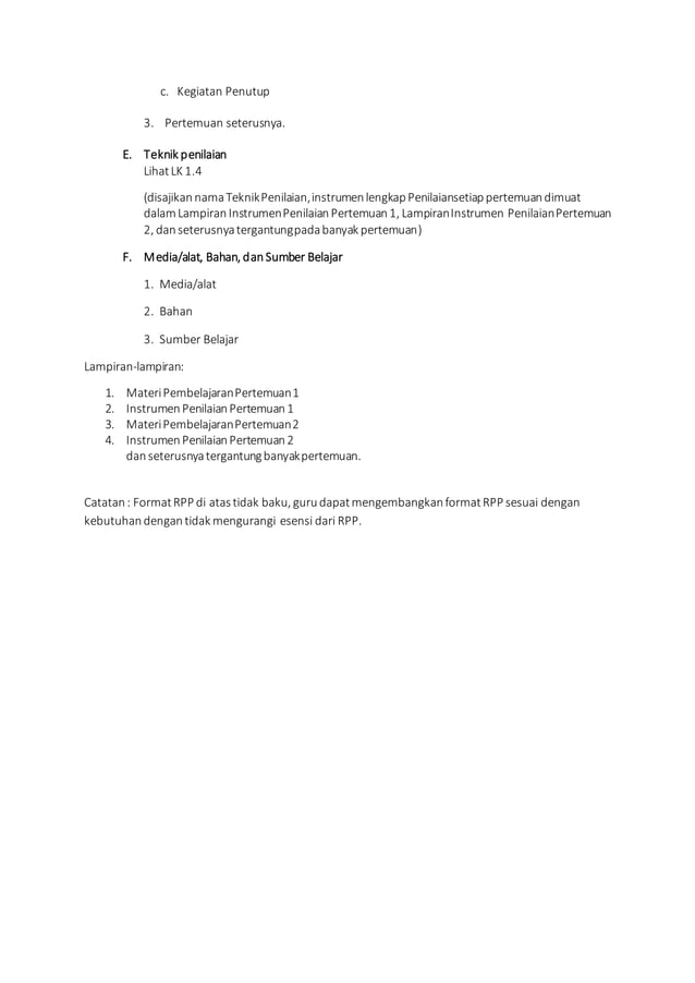 Format rpp revisi 2016 | PDF