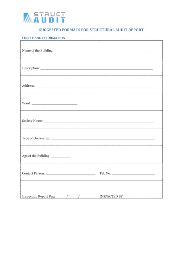 Formats for struct audit report | PDF
