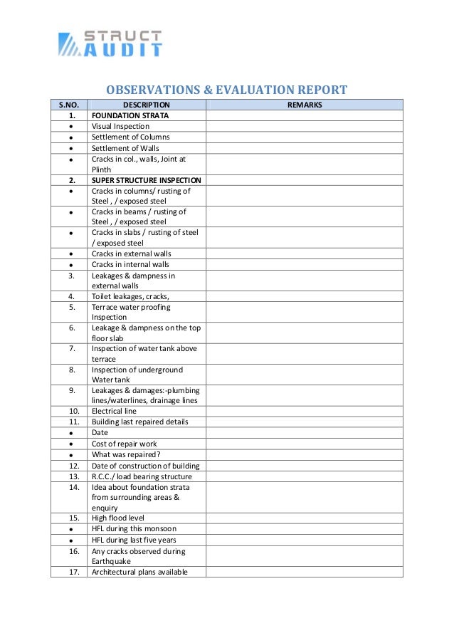 structural report template formats for struct audit report structural report template formats for struct audit report