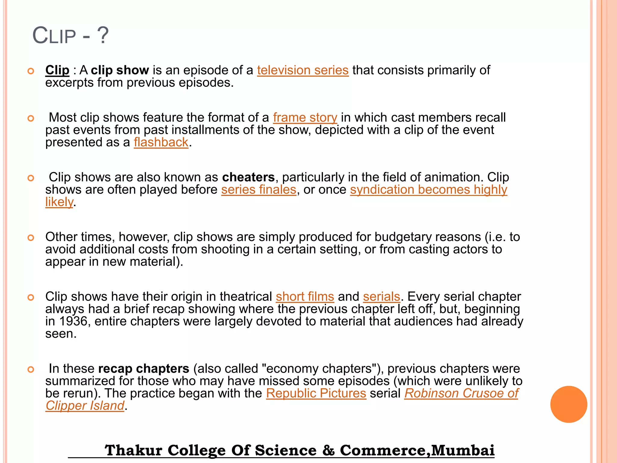 Understanding TV Formats & types of format Part B | PPTX