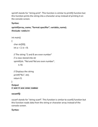Formatted and Unformatted Input_Output in C | DOCX