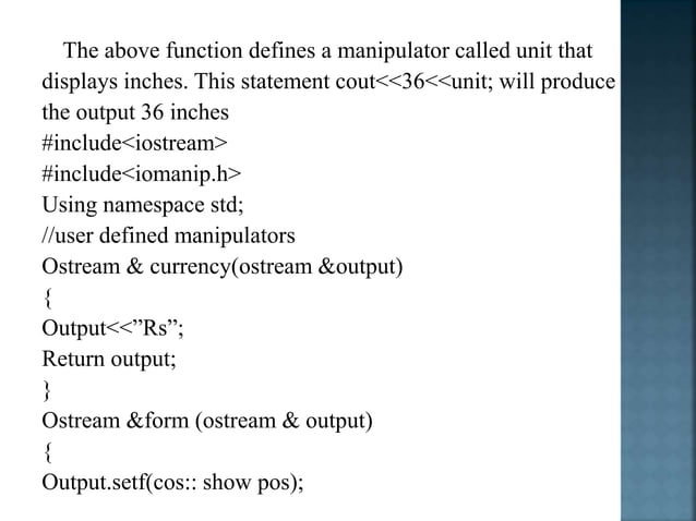Formatted Console I/O Operations in C++ | PPTX | Programming Languages ...