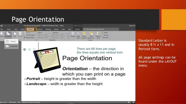 Formatting features in microsoft word