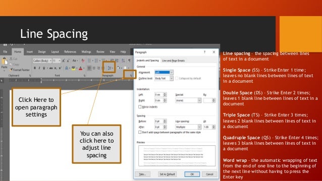 Formatting features in microsoft word