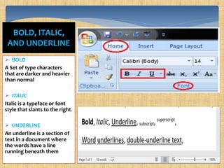 FORMATTING FEATURES OF MS WORD AND OTHER FEATURES OF MS WORD.pptx by ...