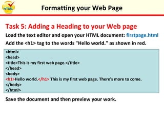 Formatting your web page | PPT