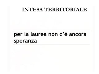 INTESA TERRITORIALE per la laurea non c’è ancora speranza 