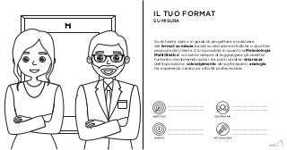 Su richiesta siamo in grado di progettare e realizzare
dei format su misura basati su discipline artistiche o sportive
proposte dal cliente. Ciò è possibile in quanto la Metodologia
MultiOlistica
©
consente sempre di raggiungere gli obiettivi
formativi, mantenendo saldi i tre punti cardine: chiarezza
dell’esposizione, coinvolgimento dei partecipanti, analogia
tra esperienza creativa e attività professionale.
IL TUO FORMAT
.............................................
.............................................
.............................................
.............................................
.............................................
.............................................
SU MISURA
.............................................
.............................................
INDICE
 