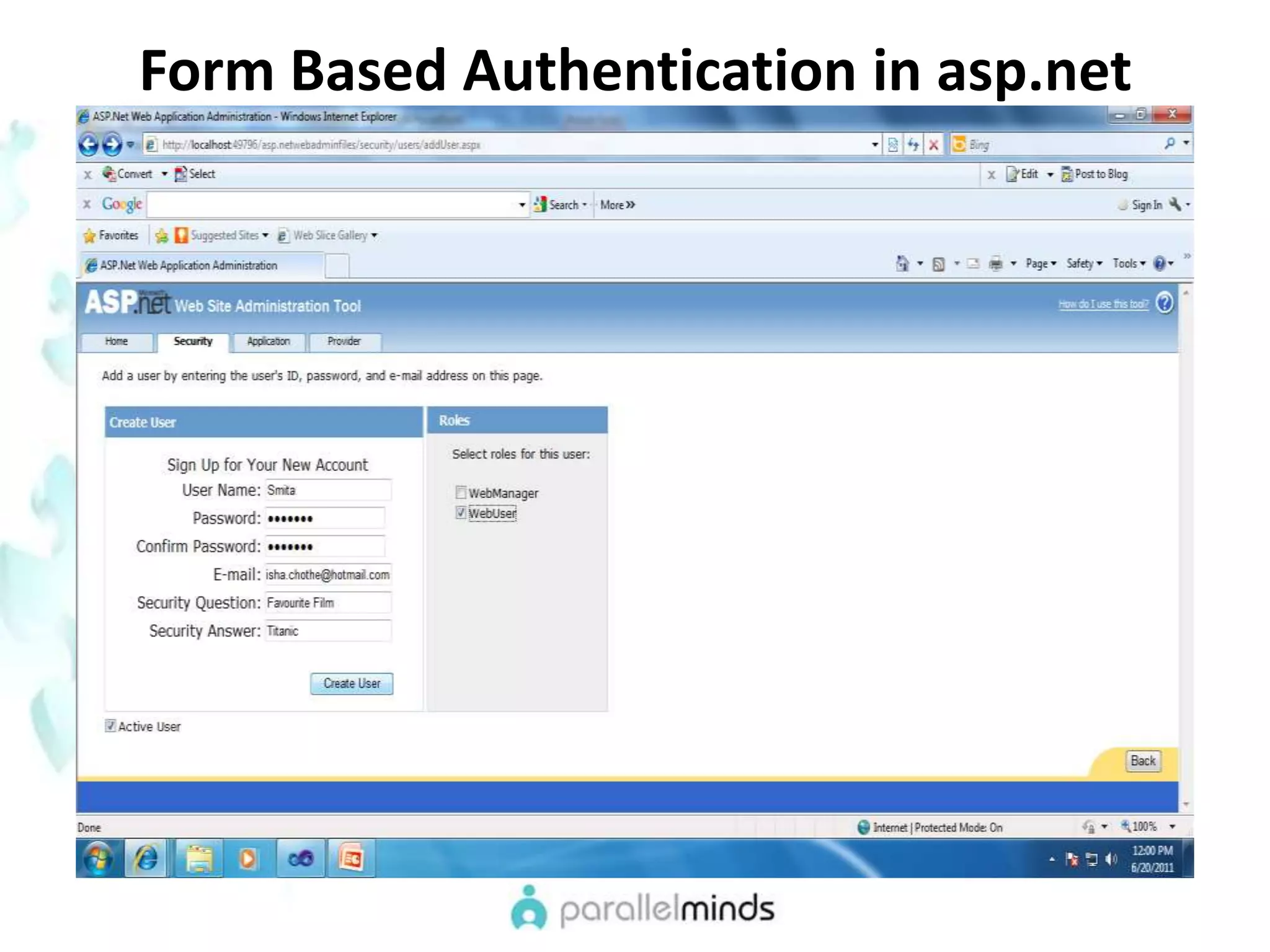 Form Based Authentication in asp.net