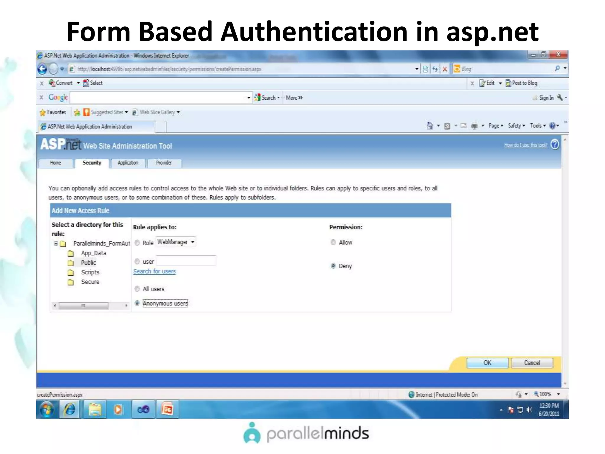 Form Based Authentication in asp.net