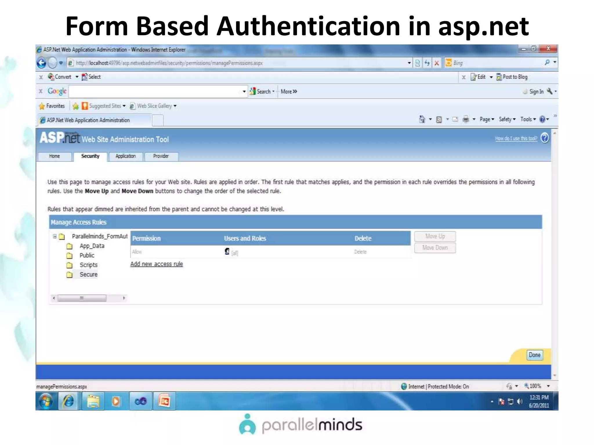 Form Based Authentication in asp.net