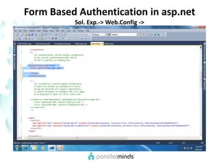 Form Based Authentication in asp.netSol. Exp.-> Web.Config ->