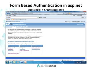 Form Based Authentication in asp.netAcess Role -> Create acess rule