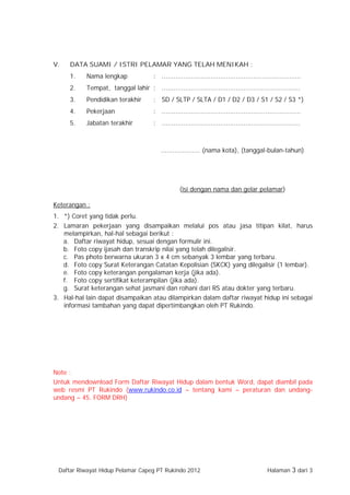 Form daftar riwayat hidup pelamar 2012 edit | PDF