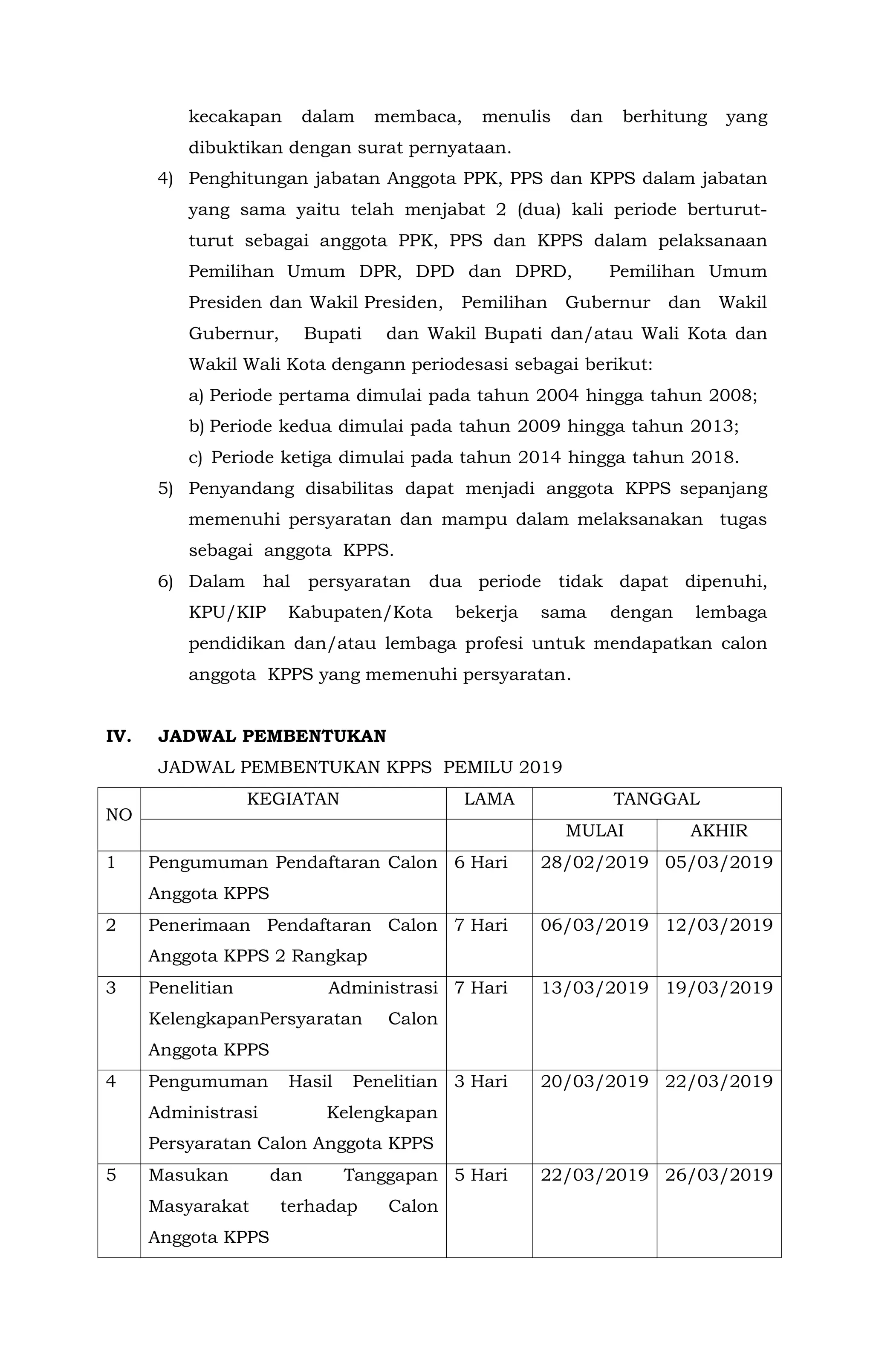 Form dan jadwal pembentukan kpps 2019 | PDF