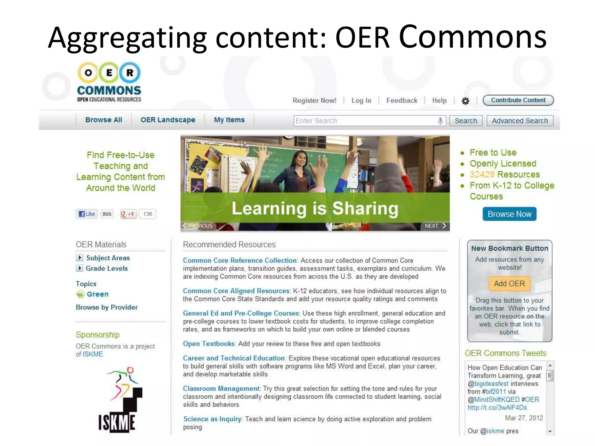 Aggregating content: OER Commons
 