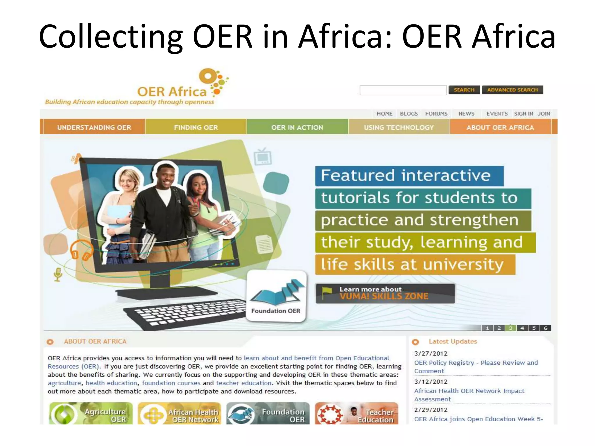 Collecting OER in Africa: OER Africa
 