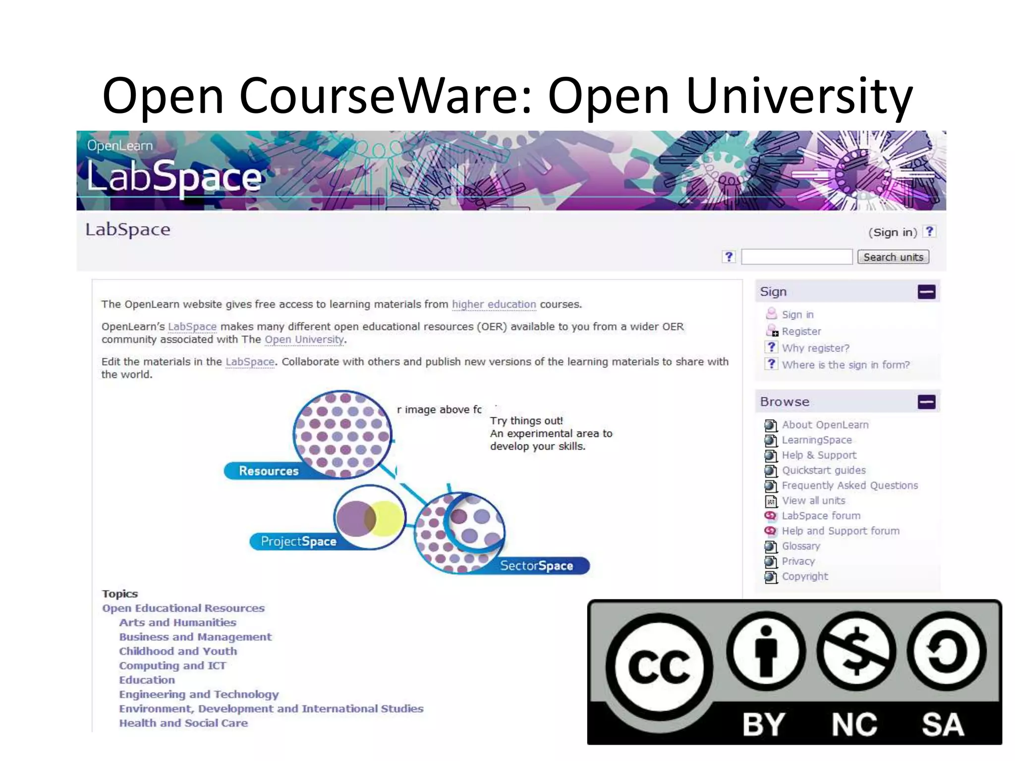 Open CourseWare: Open University
 