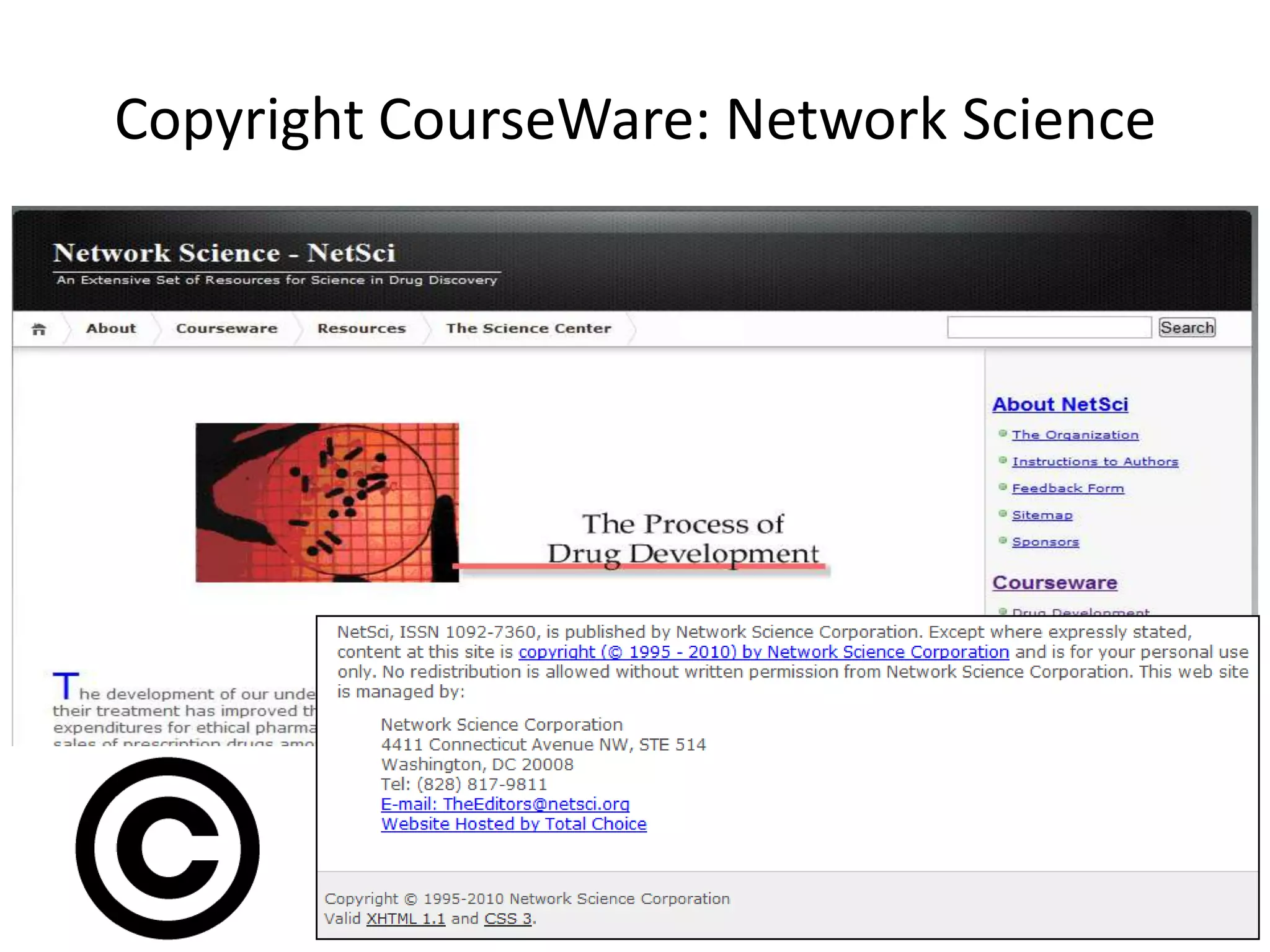 Copyright CourseWare: Network Science
 