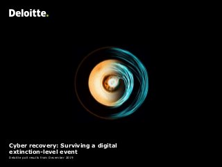 Cyber recovery: Surviving a digital
extinction-level event
Deloitte poll results from December 2019
 