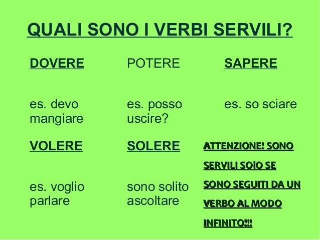 Forme particolari del verbo