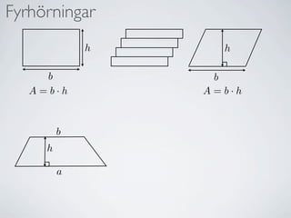 öԾԲ
             h     h

     b            b
   A=b·h         A=b·h



         b
     h

         a
 