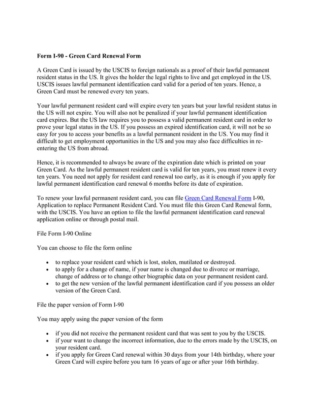 Form i 90 green card renewal form pdf