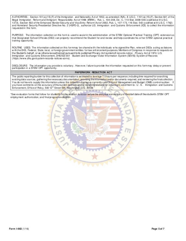Form I 983 Sample Form I 983 Sample