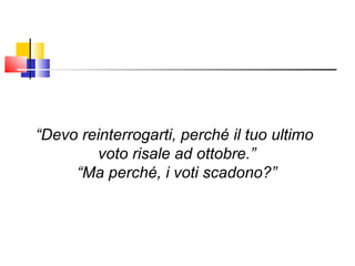 “ Devo reinterrogarti, perché il tuo ultimo  voto risale ad ottobre.” “ Ma perché, i voti scadono?” 