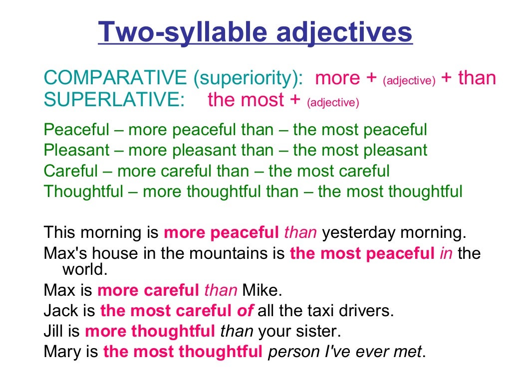 Forming comparative and superlative adjectives