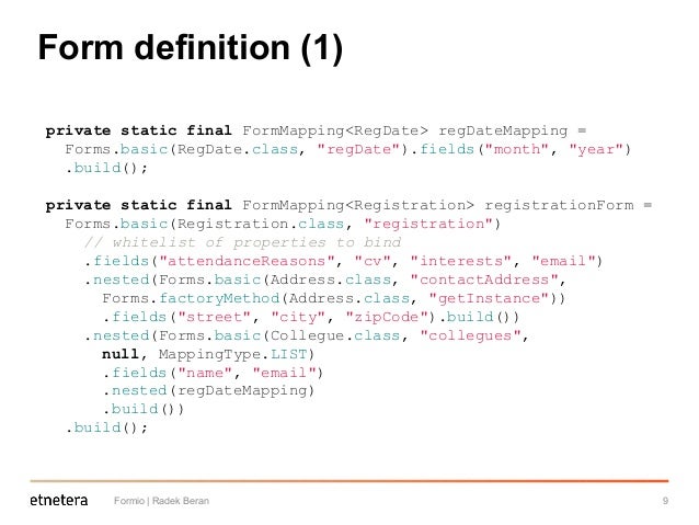 formio form definition binding library for java platform definition form