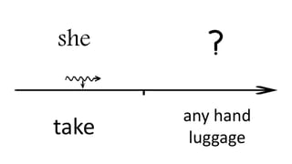 she
take
any hand
luggage
 