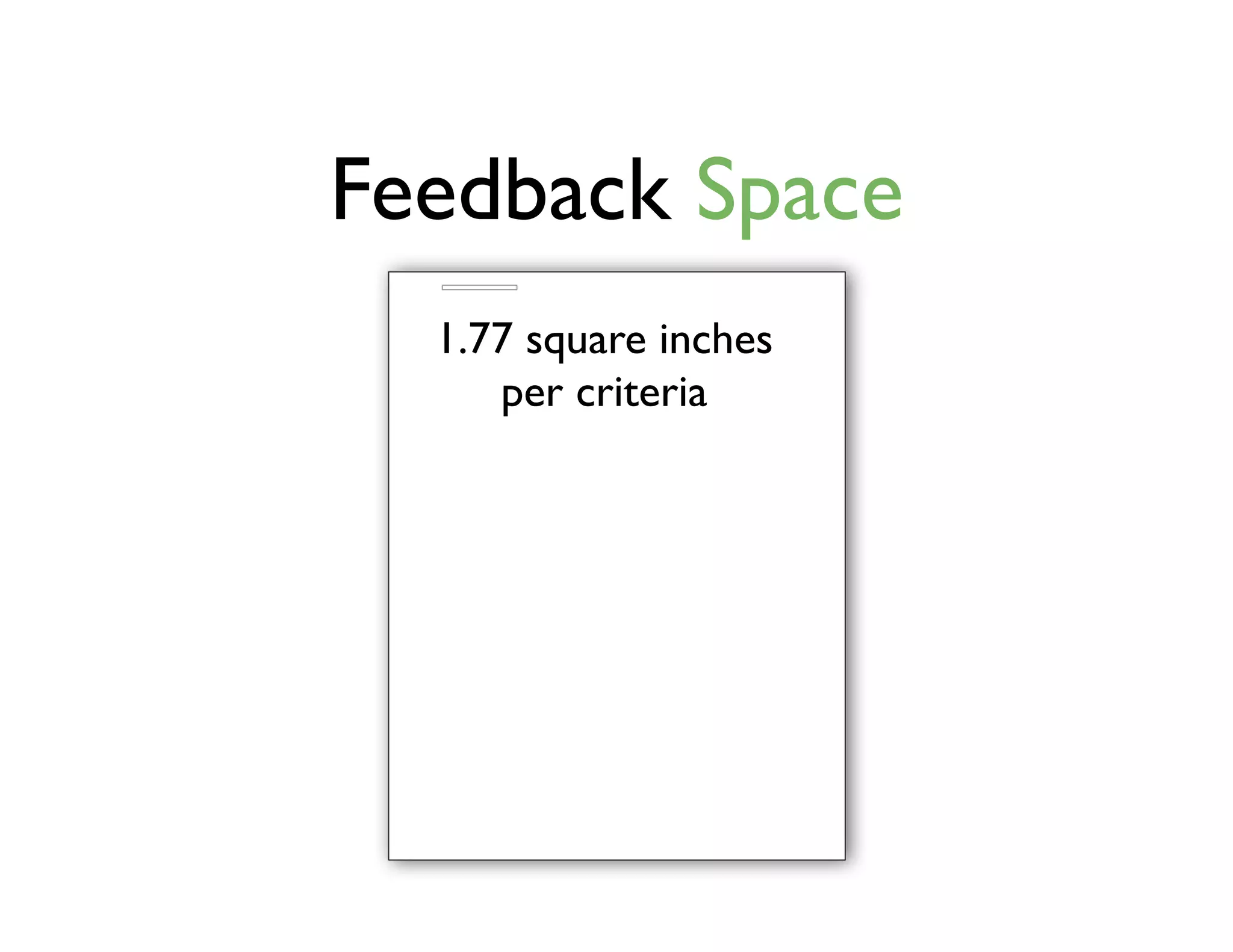 Feedback Space
1.77 square inches
per criteria
 