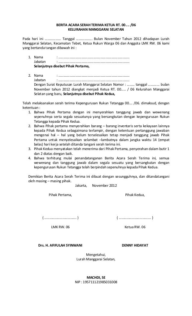 Form Pemilihan Ketua Rt