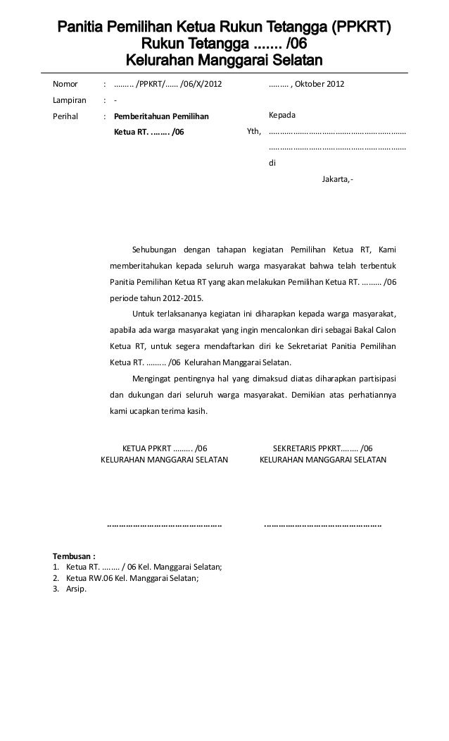 FORM PEMILIHAN KETUA RT