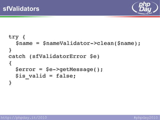 Validators public function bind($values) { $errors = array(); if (empty($values['name'])) { $errors[] = &quot;Il campo nom...