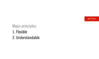 Major principles
1. Flexible
2. Understandable
 