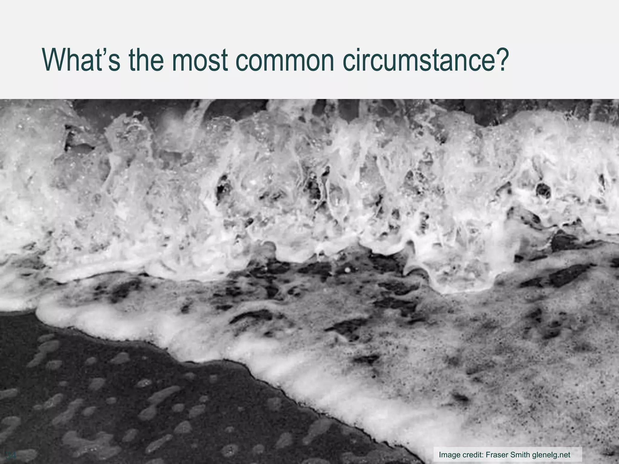 What’s the most common circumstance?
34 Image credit: Fraser Smith glenelg.net
 