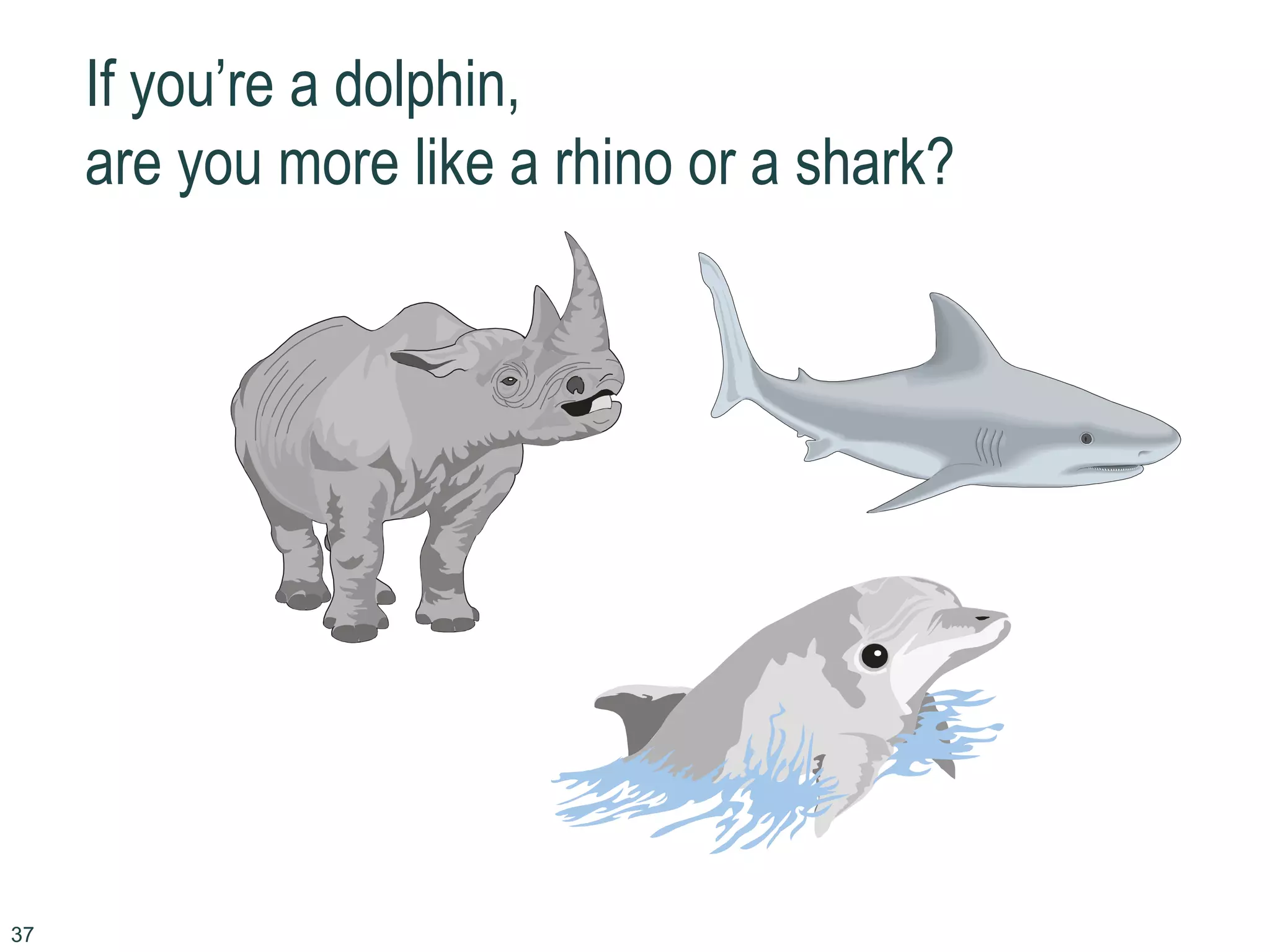 37
If you’re a dolphin,
are you more like a rhino or a shark?
 