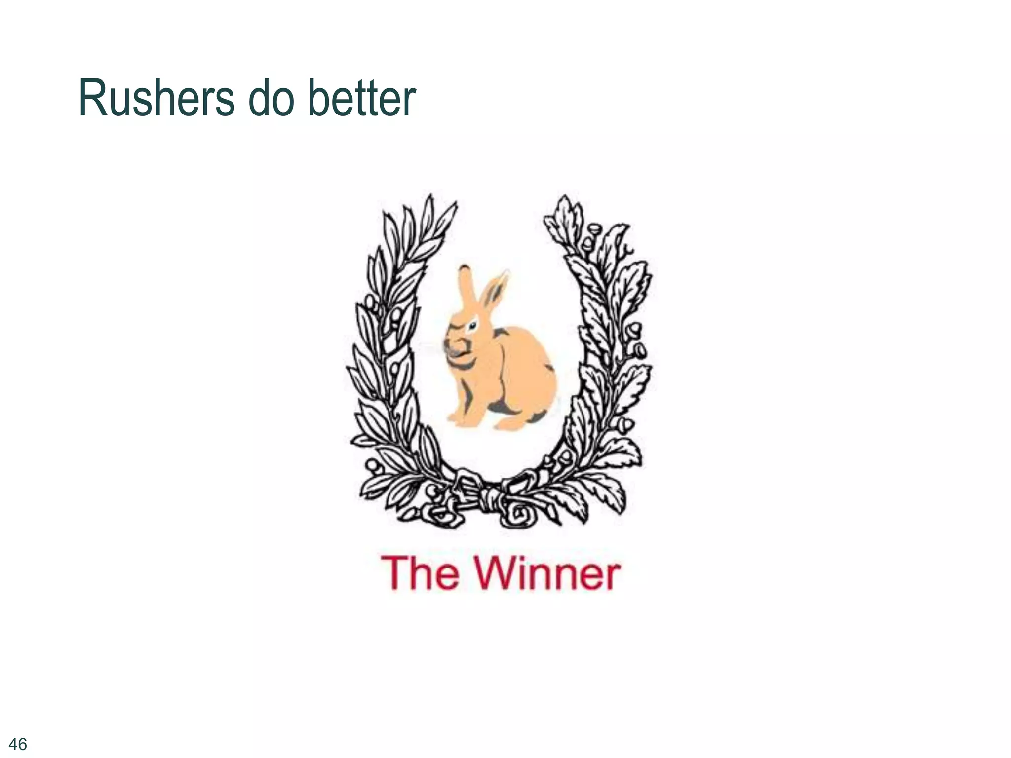 46
Rushers do better
 