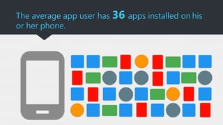 The average app user has 36 apps installed on his
or her phone.
 